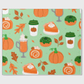 Papier Cadeau citrouille épice café pastel vert (Plat)