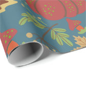 Papier Cadeau Citrouille et carotte sans couture motif rouge et (Coin rond)