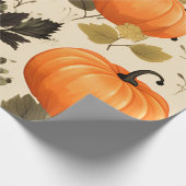 Papier Cadeau Citrouille et fleurs d'automne (Coin)