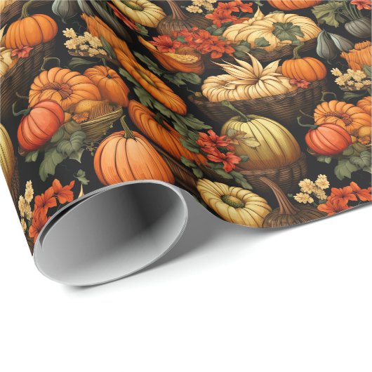 Papier Cadeau Citrouille et plus encore, automne, (Coin rond)