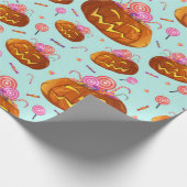 Papier Cadeau Citrouille Et Sucres D'Halloween (Coin)