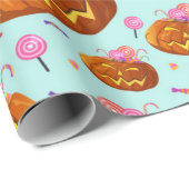 Papier Cadeau Citrouille Et Sucres D'Halloween (Coin rond)