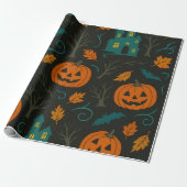 Papier Cadeau Citrouille Haunt Motif (Déroulé)
