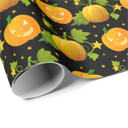 Papier Cadeau Citrouille Jack-o'-lantern Automne Halloween Éffra (Coin rond)