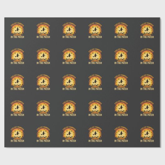 Papier Cadeau Citrouille la plus cool d'Halloween dans le patch (Plat)