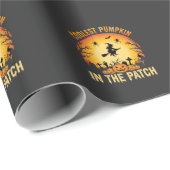 Papier Cadeau Citrouille la plus cool d'Halloween dans le patch (Coin rond)