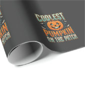 Papier Cadeau Citrouille la plus cool du patch Design Halloween_ (Coin rond)