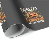 Papier Cadeau Citrouille la plus cool du patch design Halloween (Coin rond)