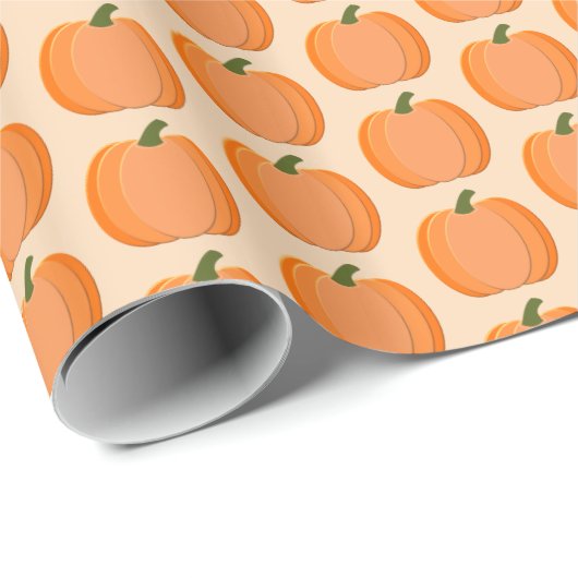 Papier Cadeau Citrouille neutre de genre orange mignon (Coin rond)