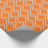 Papier Cadeau Citrouille Orange Blanc XL Quatrefoil Marocain #7D (Coin)