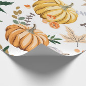 Papier Cadeau Citrouille orange d'automne et fleurs motif (Coin)