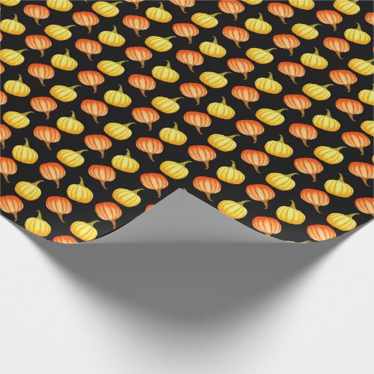 Papier Cadeau Citrouille orange : Motif d'aquarelle transparente (Coin)