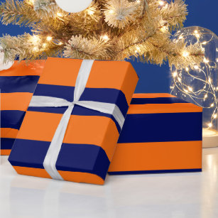 Papier Cadeau Citrouille Orange, Navy Blue XL Stripes Motif V