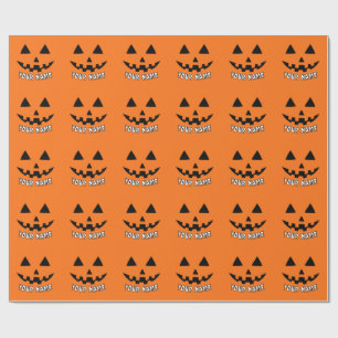 Papier Cadeau Citrouille orange personnalisé Halloween Votre Nom