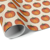 Papier Cadeau Citrouille Patch Orange Harvest Spice Thanksgiving (Coin rond)