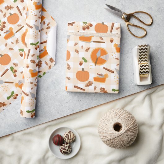 Papier Cadeau Citrouille Pie Automne Motif d'automne (Artisanat)