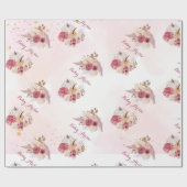 Papier Cadeau Citrouille rose automne Pampas Baby shower fille e (Plat)