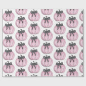 Papier Cadeau Citrouille rose avec arc noir (Plat)