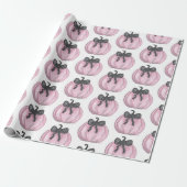 Papier Cadeau Citrouille rose avec arc noir (Déroulé)