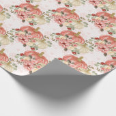 Papier Cadeau Citrouille rose et Fleurs Cadeau Faveur (Coin)