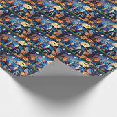 Papier Cadeau Citrouille russe Blue Cats Halloween drôle (Coin)