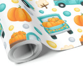 Papier Cadeau Citrouille sur un camion motif d'action de grâce (Coin rond)