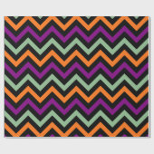 Papier Cadeau Citrouille, violet, vert et noir Chevron raypes (Plat)
