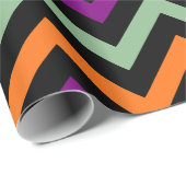 Papier Cadeau Citrouille, violet, vert et noir Chevron raypes (Coin rond)