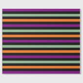 Papier Cadeau Citrouille, violet, vert et noir Horiz. Rayures (Plat)