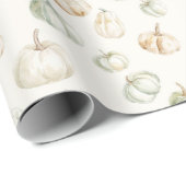 Papier Cadeau Citrouilles à la menthe et à la pêche d'automne (Coin rond)