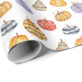 Papier Cadeau Citrouilles à motifs colorés (Coin rond)