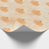 Papier Cadeau Citrouilles aquarelle sur Orange (Coin)