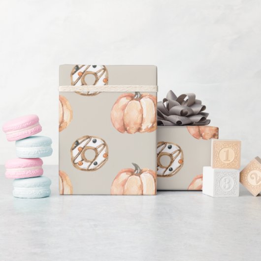 Papier Cadeau Citrouilles dans Donuts Motif (Baby Shower)