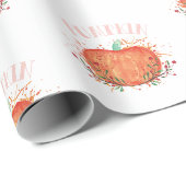 Papier Cadeau Citrouilles d'aquarelle de chute (Coin rond)