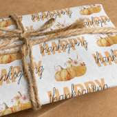 Papier Cadeau Citrouilles d'aquarelle et Bon thanksgiving orange