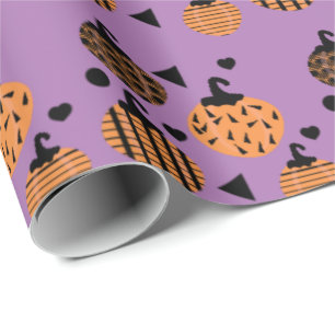 Papier Cadeau Citrouilles de confettis géométriques Halloween