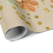 Papier Cadeau Citrouilles De Glitterie Orange Sur Papier De Crin (Coin rond)