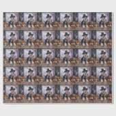 Papier Cadeau Citrouilles de Schnauzer miniature Halloween (Plat)