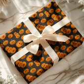Papier Cadeau Citrouilles d'Halloween drôle Jack O'Lanterns Moti