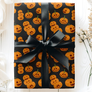 Papier Cadeau Citrouilles d'Halloween Motif de Jack O'Lantern dr