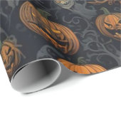 Papier Cadeau Citrouilles éffrayants et fantômes (Coin rond)