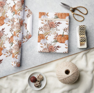 Papier Cadeau Citrouilles et Roses
