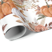 Papier Cadeau Citrouilles et Roses (Coin rond)