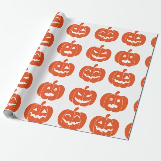 Papier Cadeau Citrouilles Grimace (Déroulé)