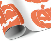Papier Cadeau Citrouilles Grimace (Coin rond)