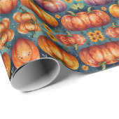Papier Cadeau Citrouilles Imaginaires funky (Coin rond)