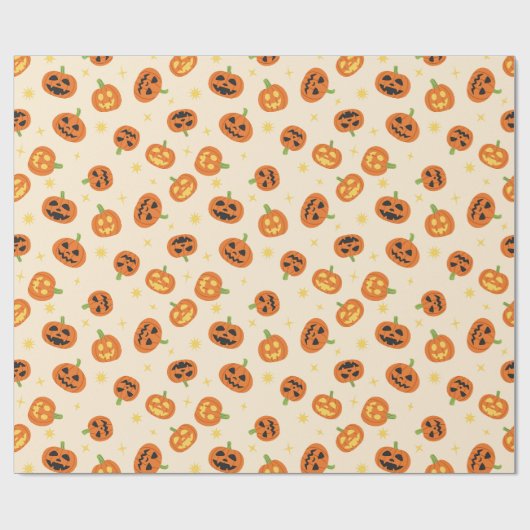 Papier Cadeau Citrouilles jetées sur fond crème doux (Plat)