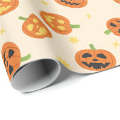 Papier Cadeau Citrouilles jetées sur fond crème doux (Coin rond)