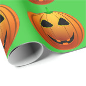 Papier Cadeau Citrouilles mignons sur papier Motif Halloween (Coin rond)