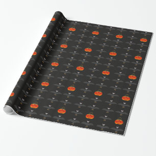 Papier Cadeau Citrouilles noirs d'orange de battes de Halloween